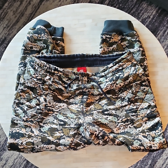 Nike Kids Camo Print Joggers - Black Green White